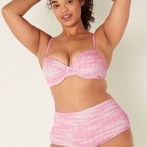 Like new victorias secret pink crinkle high waist bikini bottom swimwear
